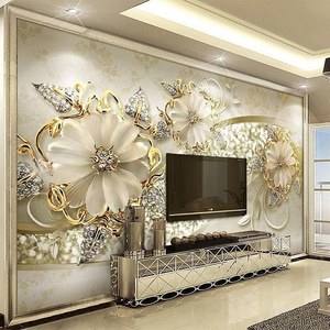 KOMNNI Custom 3D Mural Embossed Flower Pattern Wallpaper Jewelry Photo wall paper 3d home decoration