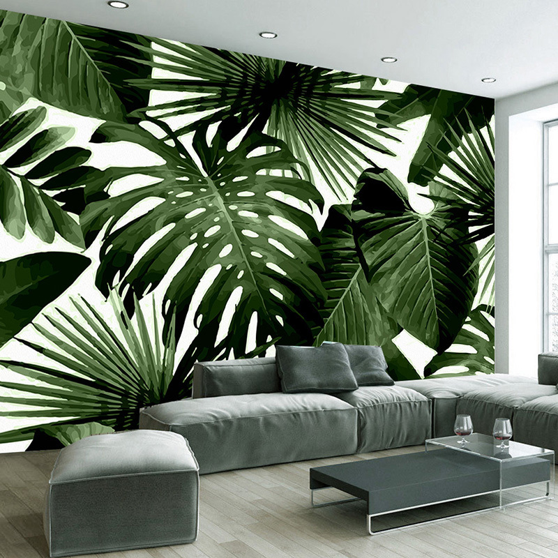 KOMNNI Custom Tropical Rain Forest Wall Mural Banana Leaves Wallpaper  Living Room Bedroom TV Home Decor 3D Murals