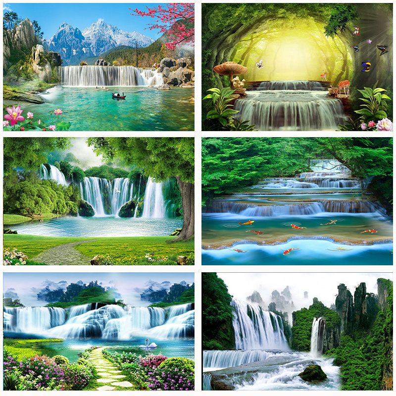 KOMNNI Snow Mountain Waterfall 3d Large Mural Wallpaper Wall Decals For Living Room Bedroom Background Photo Wall Paper