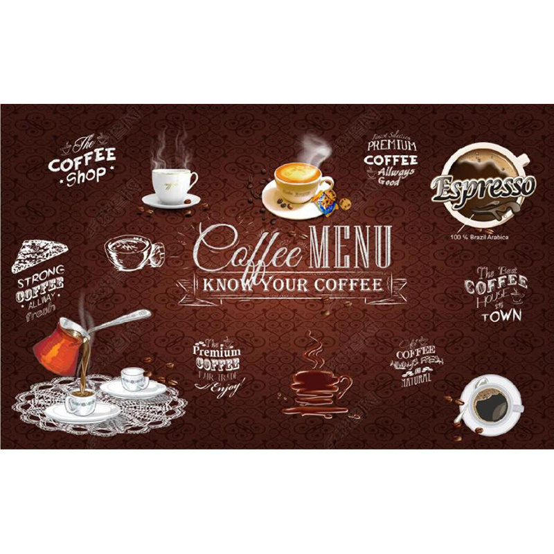 KOMNNI Retro Coffee Picture Wallpaper Cafe Coffee Shop Dining Table Afternoon Tea Restaurant Bookstore Background Wallpaper