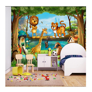 KOMNNI Custom Cartoon Forest Animal Mural For Kids Room Modern Wallpaper Children's Room Background Wall Paper