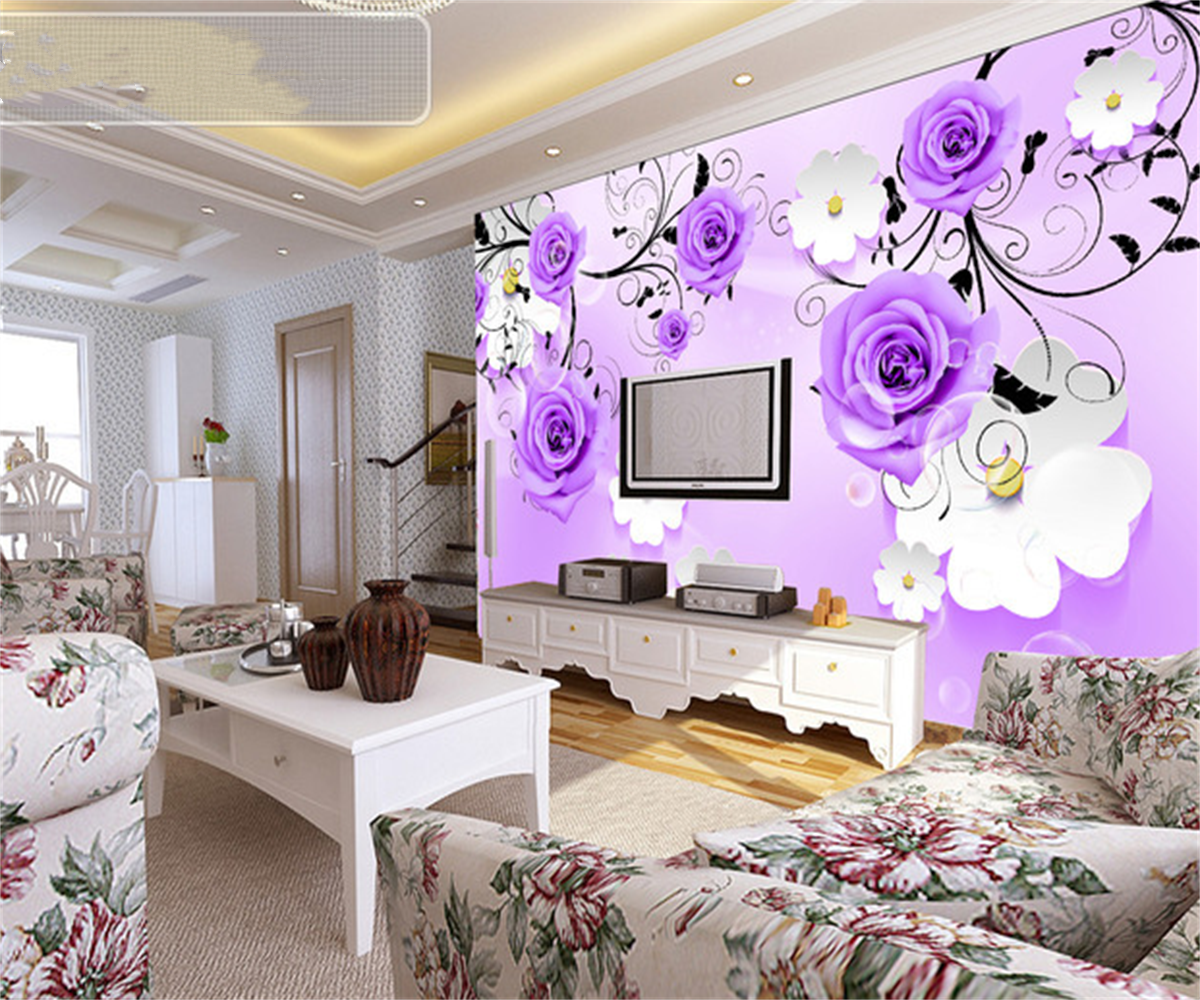 KOMNNI Mural European Rose Flower Wallpaper Photo Peel And Stick Wall Painting Living Room Hotel Luxury Decoration Wall Mural