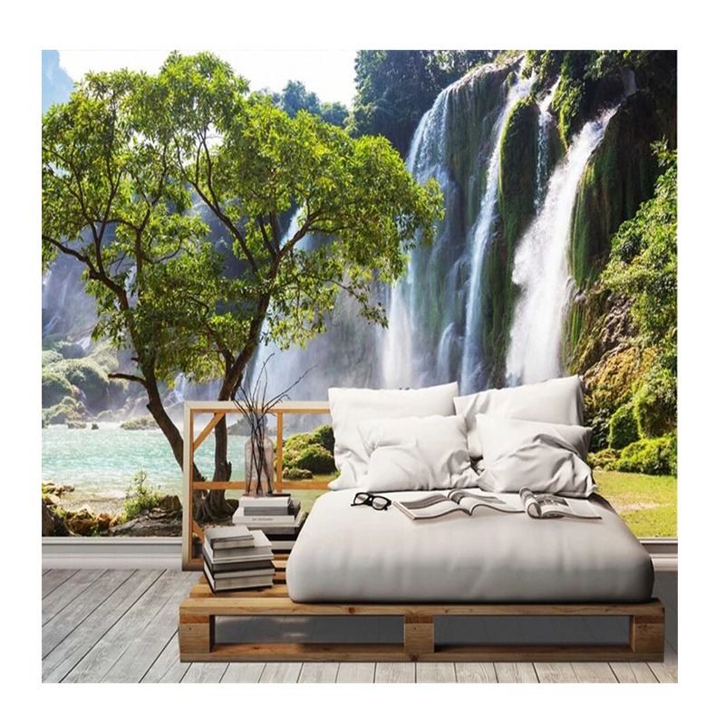 KOMNNI Custom Wallpaper Living Room Bedroom Mural Falls Waterfall Tree View Wall Mural Background Wall 3d Wallpaper