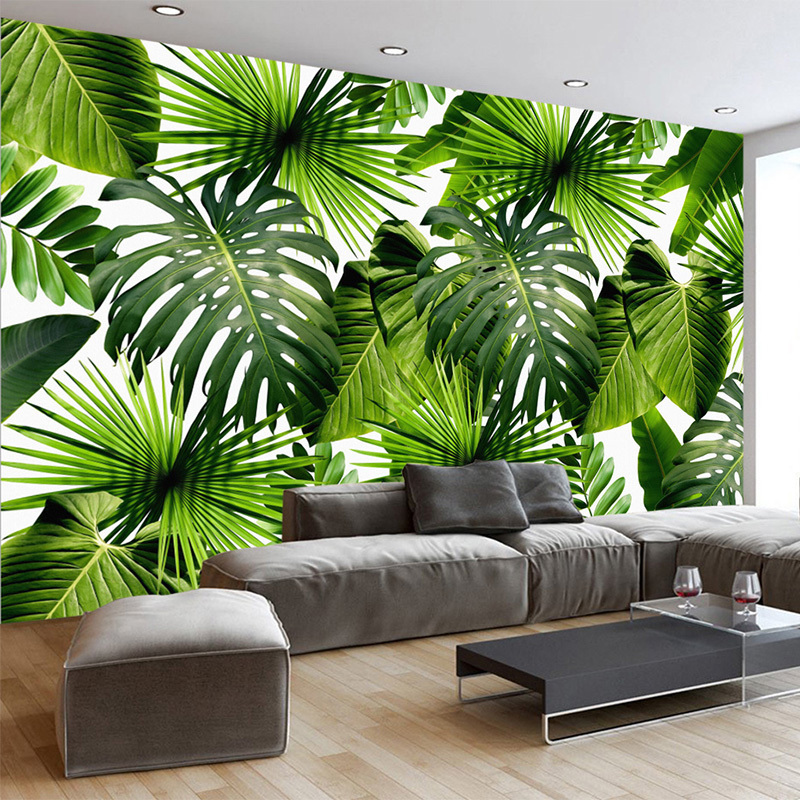 Modern Fresh Rain Forest Murals Plants Banana Leaves Pastoral Murals Living Room Bedroom 3D Landscape Wallpaper Home Decor