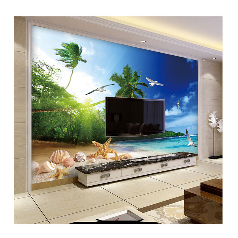 KOMNNI  Wall Murals Seaside Scenery Beach Coconut Tree Peel And Stick Wall paper Lving Room Background Home Waterproof  Murals