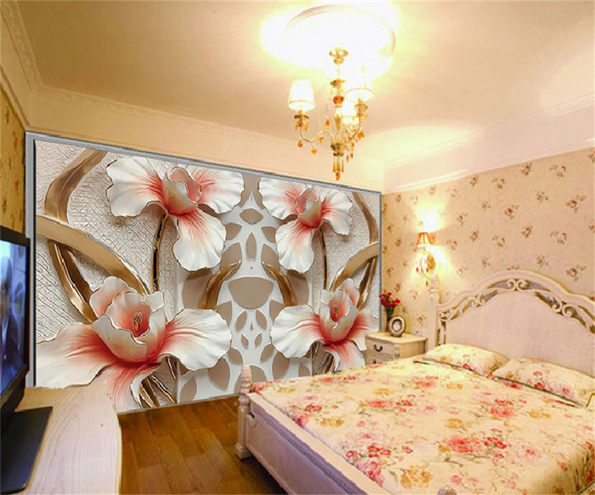 KOMNNI Custom Any Size Wallpaper Nordic Light Luxury Jewellery Flowers Peel And Stick Mural Tv Sofa Background Wallpaper