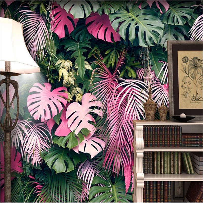 KOMNNI Plant Leaves 3D Peel And Stick Wallpapers for Living Room Bedroom Restaurant Cafe Decor Wall Paper