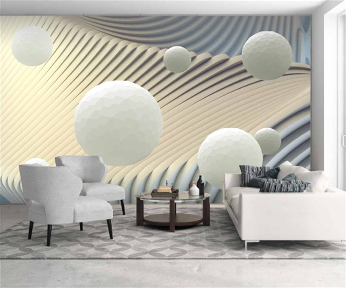 KOMNNI  Abstract Three-Dimensional Space Sphere 3d Background Wallpaper Simple Home Custom Mural Wall Cloth Wallpaper