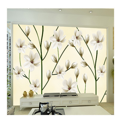 KOMNNI White Magnolia Flower Peel And Stick Wall Mural  Fashion Tree Wallpaper Home Improvement Living Room Tv Background Mural