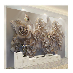 KOMNNI Custom Photo Emboss Flower Peel And Stick Wallpaper Butterfly Wall Mural Living Room Tv Background Home Decor Wallpaper