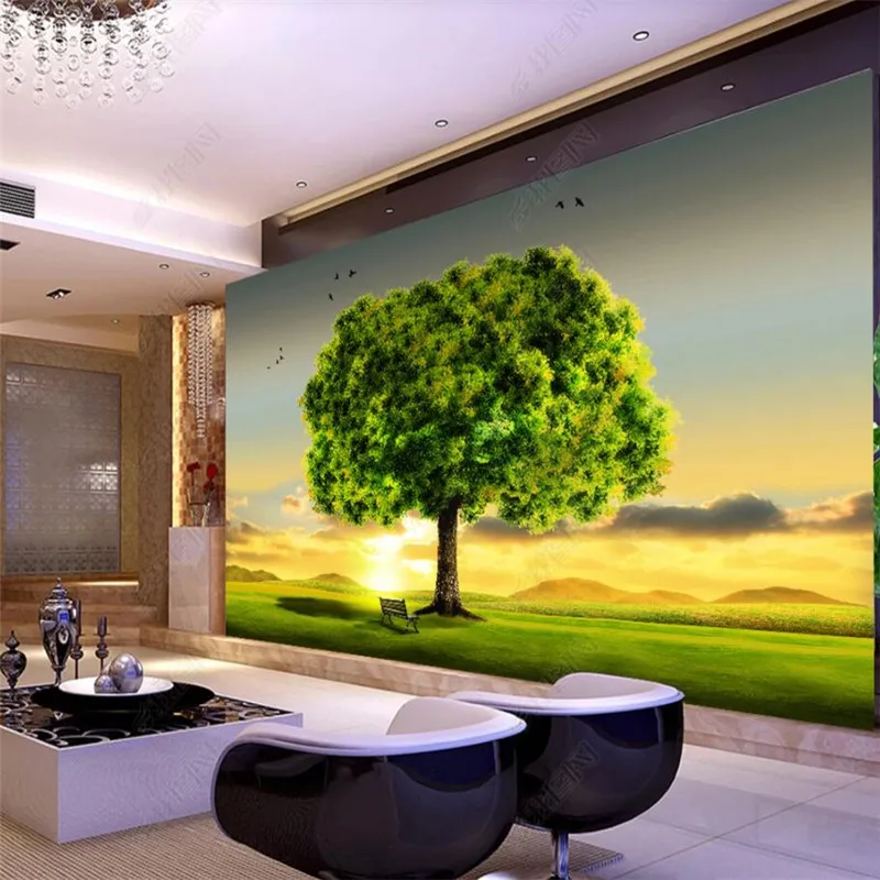 KOMNNI Custom Size Natural Scenery Big Tree 3d Wall Paper Home Decor Mural Bedroom Decor Wallpaper