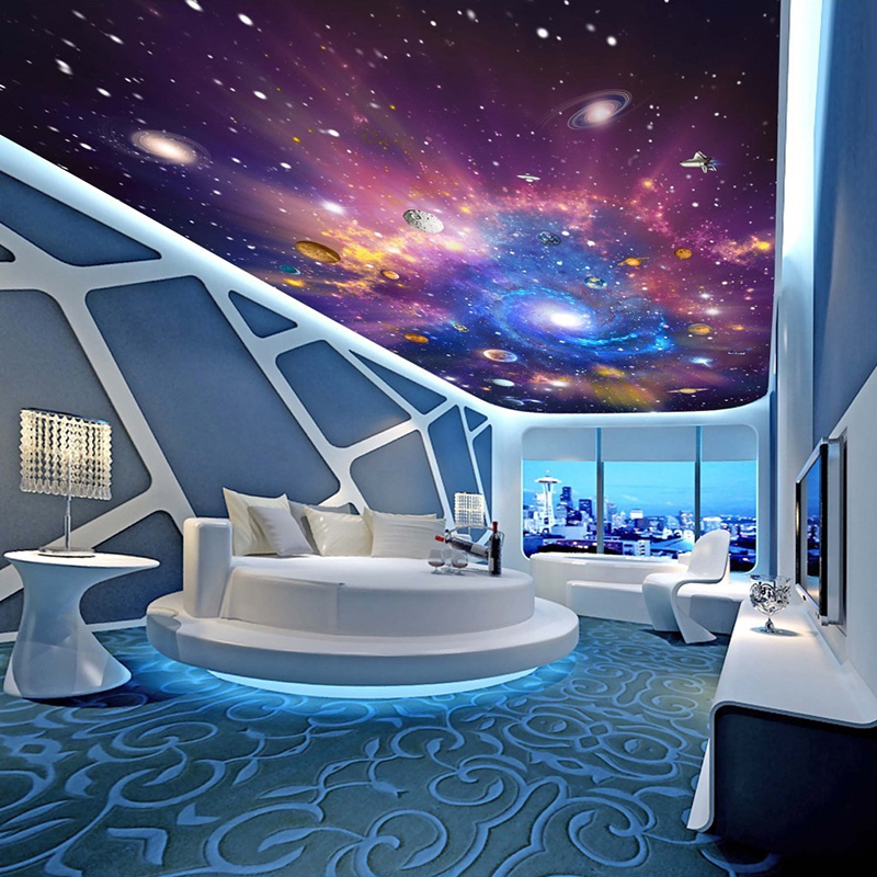 KOMNNI Custom 3D Wallpaper Star Universe Galaxy Room Suspended Ceiling Wall Mural Living Room Bedroom Wallpaper Home Decor