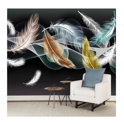 KOMNNI  Modern Feather Abstract Murals Living Room TV Sofa Background Wall Decor Creative Bedroom Wallpaper