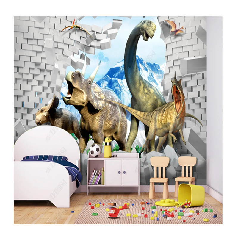 KOMNNI 3d Modern Bedroom Mural Wallpaper For Kids Room Dinosaur Children's Room Background Wall Mural Home Decor