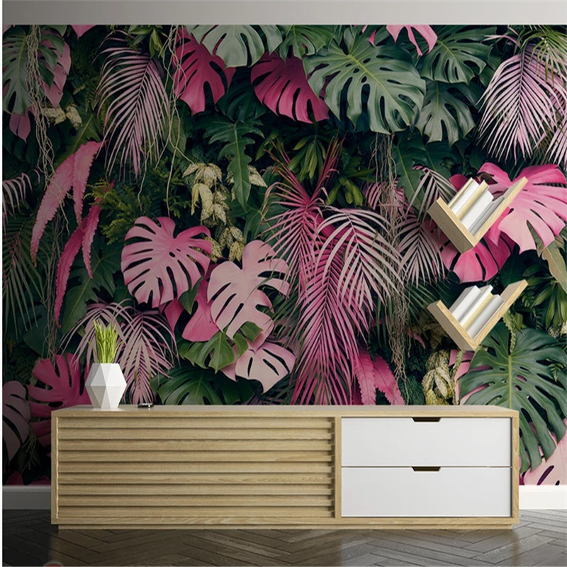 KOMNNI Plant Leaves 3D Peel And Stick Wallpapers for Living Room Bedroom Restaurant Cafe Decor Wall Paper