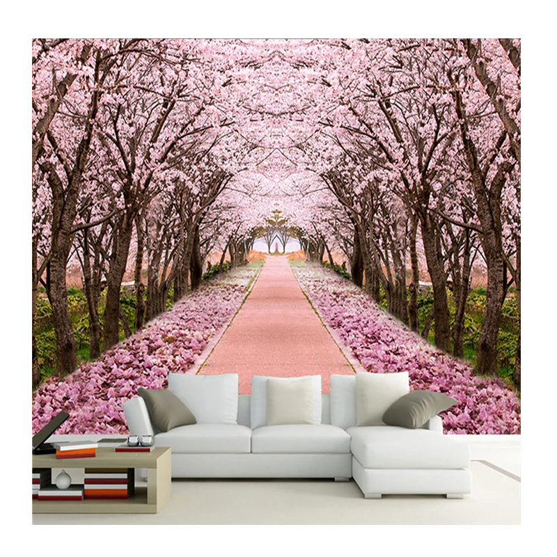 KOMNNI Custom Wallpaper 3d Romantic Cherry Blossom Tree Mural Living Room Tv Sofa Background Wall Painting Fresco