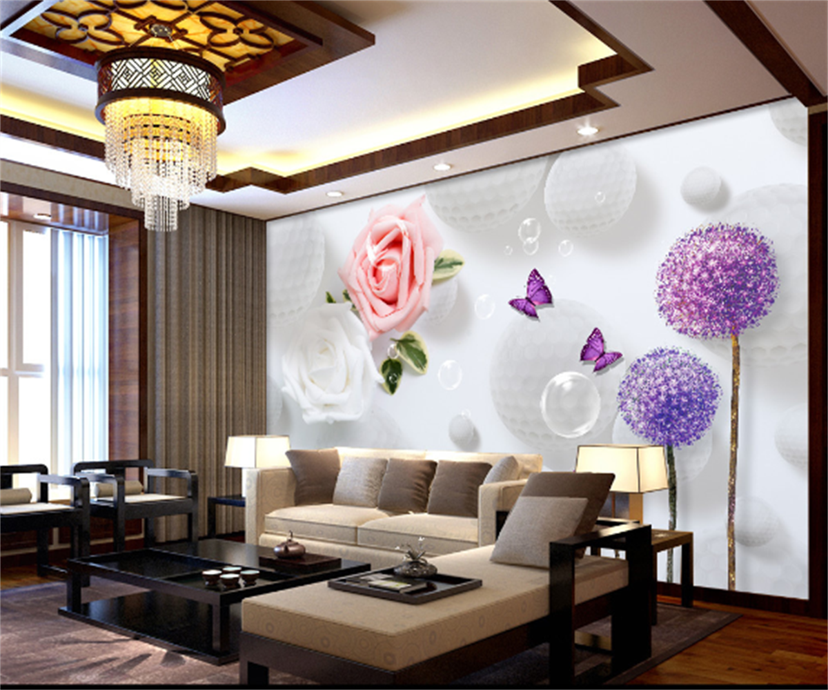 KOMNNI Butterfly Flower Background Wall Mural 3d Home Decoration Painting Custom Wallpaper Wall Mural