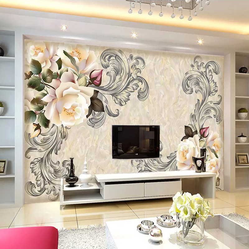 KOMNNI Photo Mural Peel And Stick Wallpaper Living Room TV Sofa Background Wall Painting Modern Marble Home Decor Wallpapers