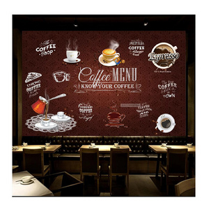 KOMNNI Retro Coffee Picture Wallpaper Cafe Coffee Shop Dining Table Afternoon Tea Restaurant Bookstore Background Wallpaper