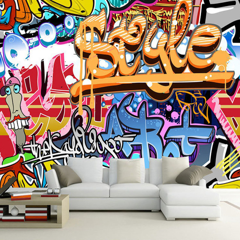 KOMNNI Custom Mural 3D Cartoon Graffiti Wall Papers Moisture Modern Style For Kids' Bedroom Living Room Home Decor Wallpaper