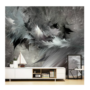 KOMNNI Made Wallpaper Home Improvement Decor 3d Wallpaper For Walls Abstract Art Black And White Feather Mural For Living Room