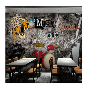 KOMNNI Mural Graffiti Rock Music 3d Wallpaper For Walls Home Decor Living Room Wallpaper