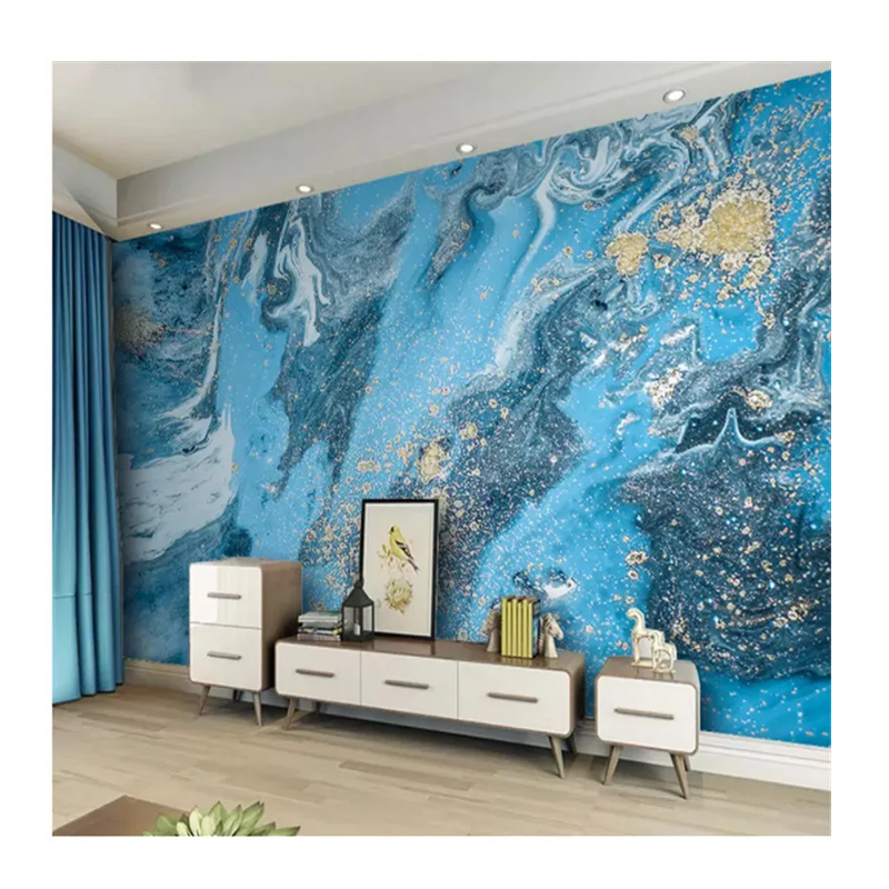 KOMNNI Modern Wallpaper Blue Abstract Marble Mural Wallpaper For Living Room Bedroom Wall Papers Home Decor