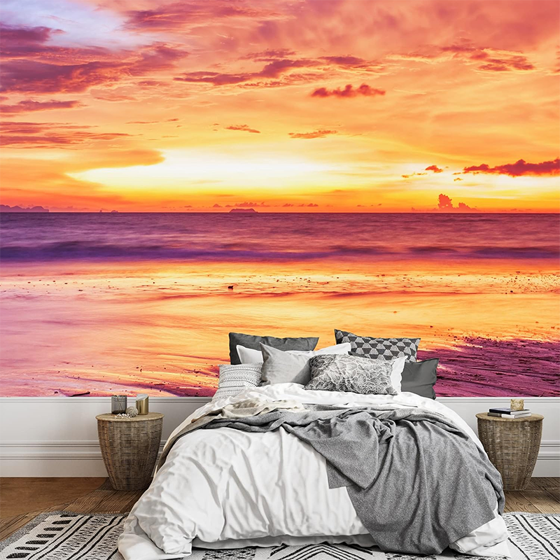 KOMNNI Custom Sunset Ocean 3d Wallpaper Nature Wilderness Country Landscape Wall Mural Living Room Bedroom Office Wallpaper