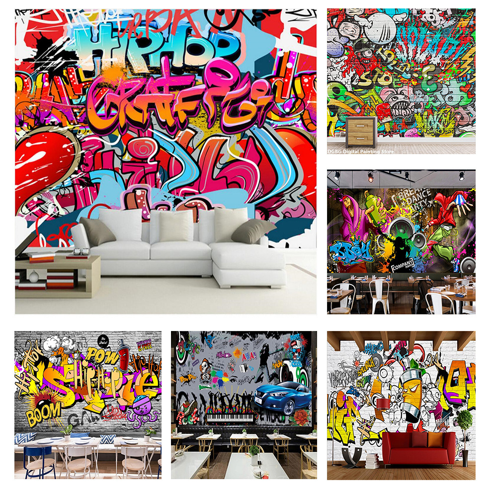 KOMNNI Custom 3d Graffiti Wall Stickers Graffiti Sports Basketball Art Wallpaper Bar Ktv Restaurant Wall Mural