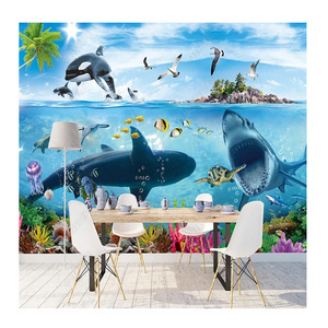 KOMNNI Modern Minimalist 3D Underwater World Children's Room Custom Wallpaper For Kids Room Decor Mural Aquarium Wall Paper