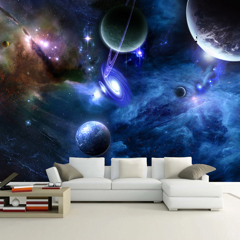 KOMNNI Custom 3D Mural Starry Sky Universe Space Planet Wallpaper For Living Room Bedroom Wall Murals Home Decoration