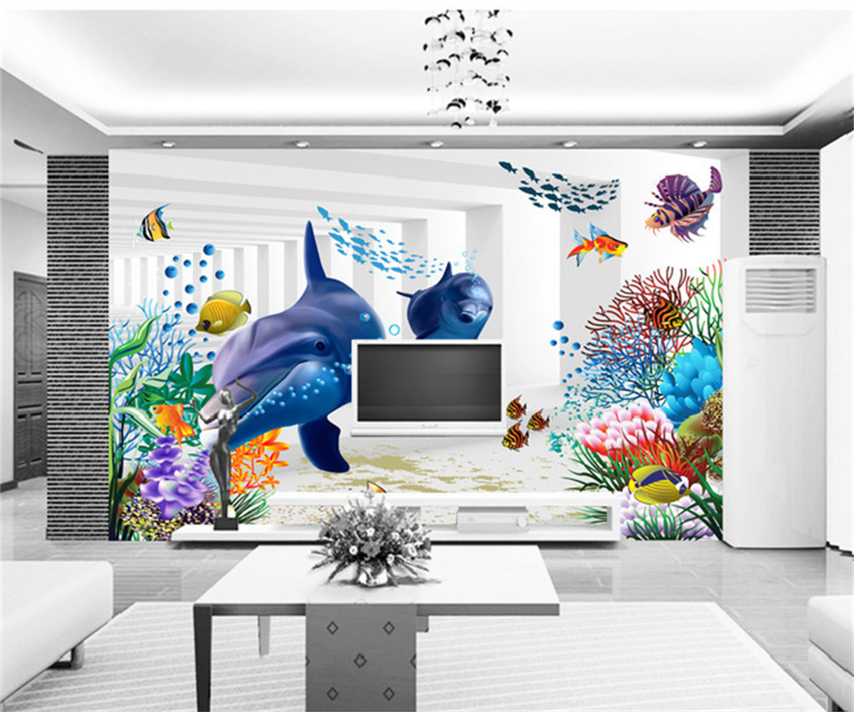 KOMNNI Custom Boys And Girls Bedroom 3d Wallpaper Nordic Fresh Underwater World Fish Wallpaper Children'S Room Wall Mural