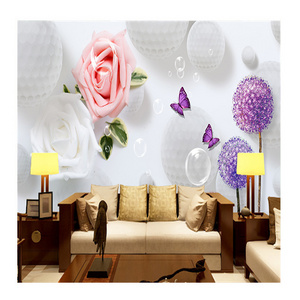 KOMNNI Butterfly Flower Background Wall Mural 3d Home Decoration Painting Custom Wallpaper Wall Mural