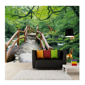 KOMNNI Custom Mural Jungle 3d Wallpaper Flowing Wooden Bridge Walkway Background Living Room Home Decor Wallpaper For Walls