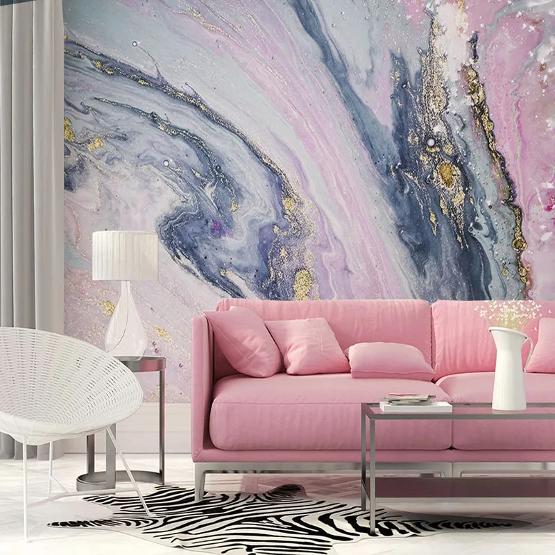 KOMNNI Custom Wallpaper 3D Pink Abstract Marble Mural Wall Paper Living Room Bedroom Art Home Decor Wall Painting