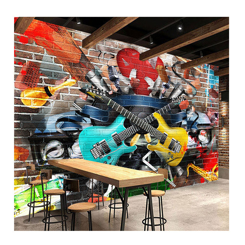 KOMNNI Custom 3D Stereo Brick Wall Graffiti Mural Bar KTV Cafe Restaurant Mural Wallpaper