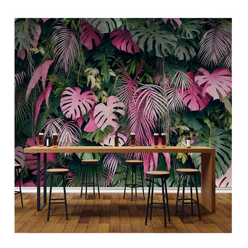 KOMNNI Plant Leaves 3D Peel And Stick Wallpapers for Living Room Bedroom Restaurant Cafe Decor Wall Paper