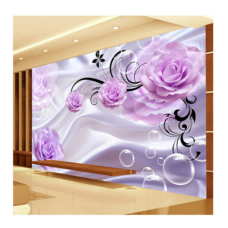 KOMNNI Custom Mural For Wall 3D Purple Rose Floral Wallpaper Modern Wall Painting Living Room Bedroom Wall Papers Home Decor