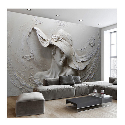 KOMNNI Custom Wall Mural 3D Embossed Abstract Beauty Figure Wall Paper Mural Living Room Bedroom Wall Home Decor Art Mural