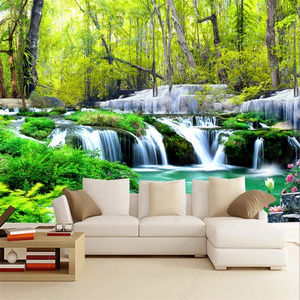 Custom Natural Scenery Forest Wallpaper Waterfall 3D Mural Living Room TV Sofa Background Wallpaper Home Decor Wall Mural