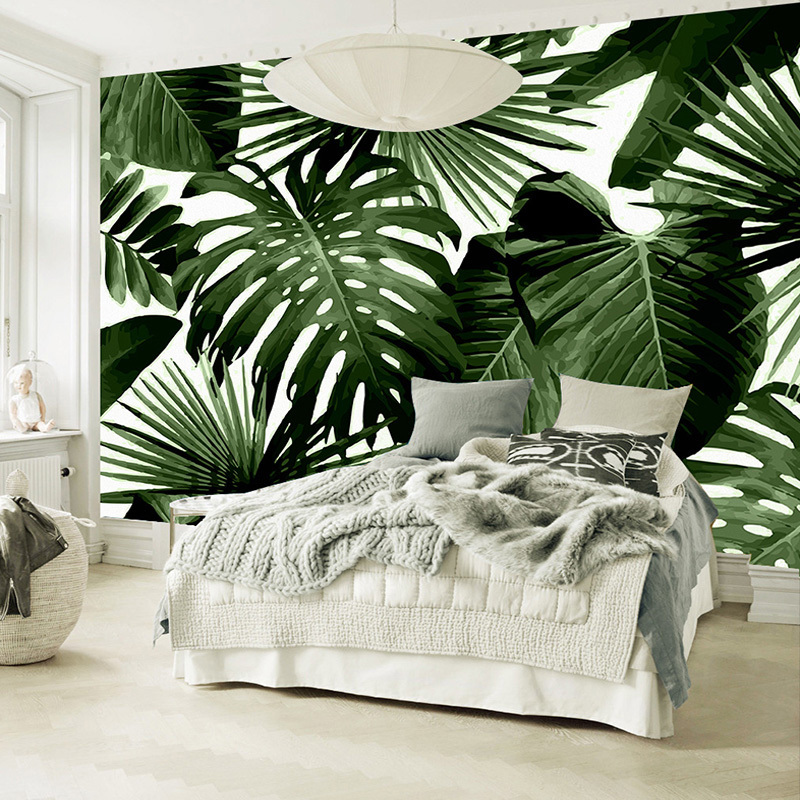 KOMNNI Custom Tropical Rain Forest Wall Mural Banana Leaves Wallpaper  Living Room Bedroom TV Home Decor 3D Murals