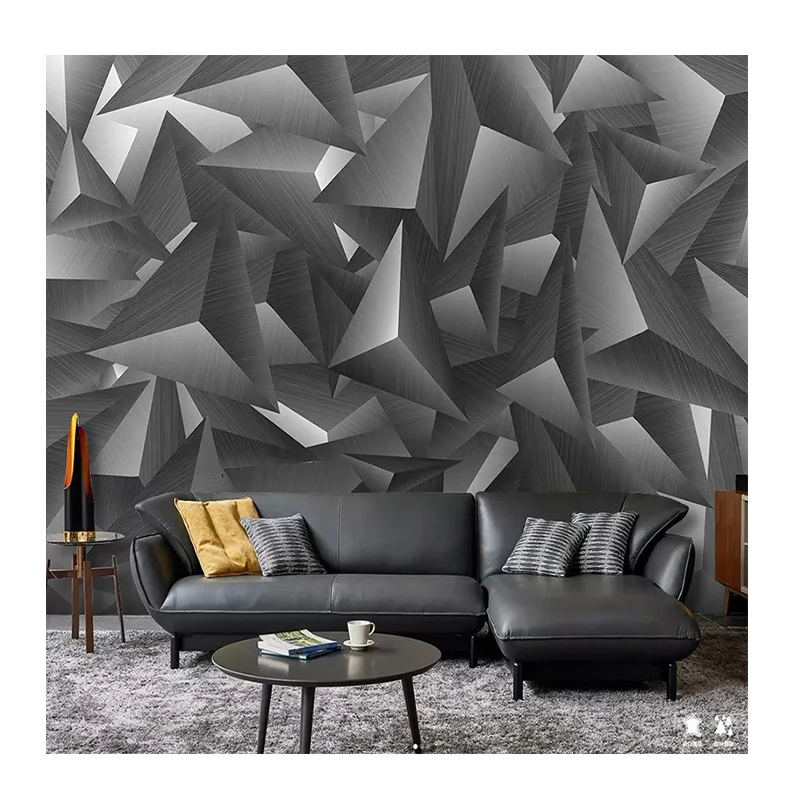 KOMNNI Custom Wallpaper Modern Fashion Grey 3D Stereo Geometry Wall Mural Living Room Bedroom Backdrop Home Decor 3D Wallpapers