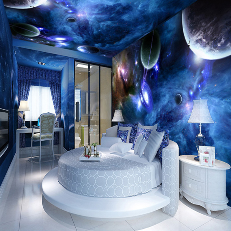 KOMNNI Custom Modern 3D Cosmic Night Pattern Wallpaper For Kids Room Living Room Background Waterproof 3D Wallpaper Murals