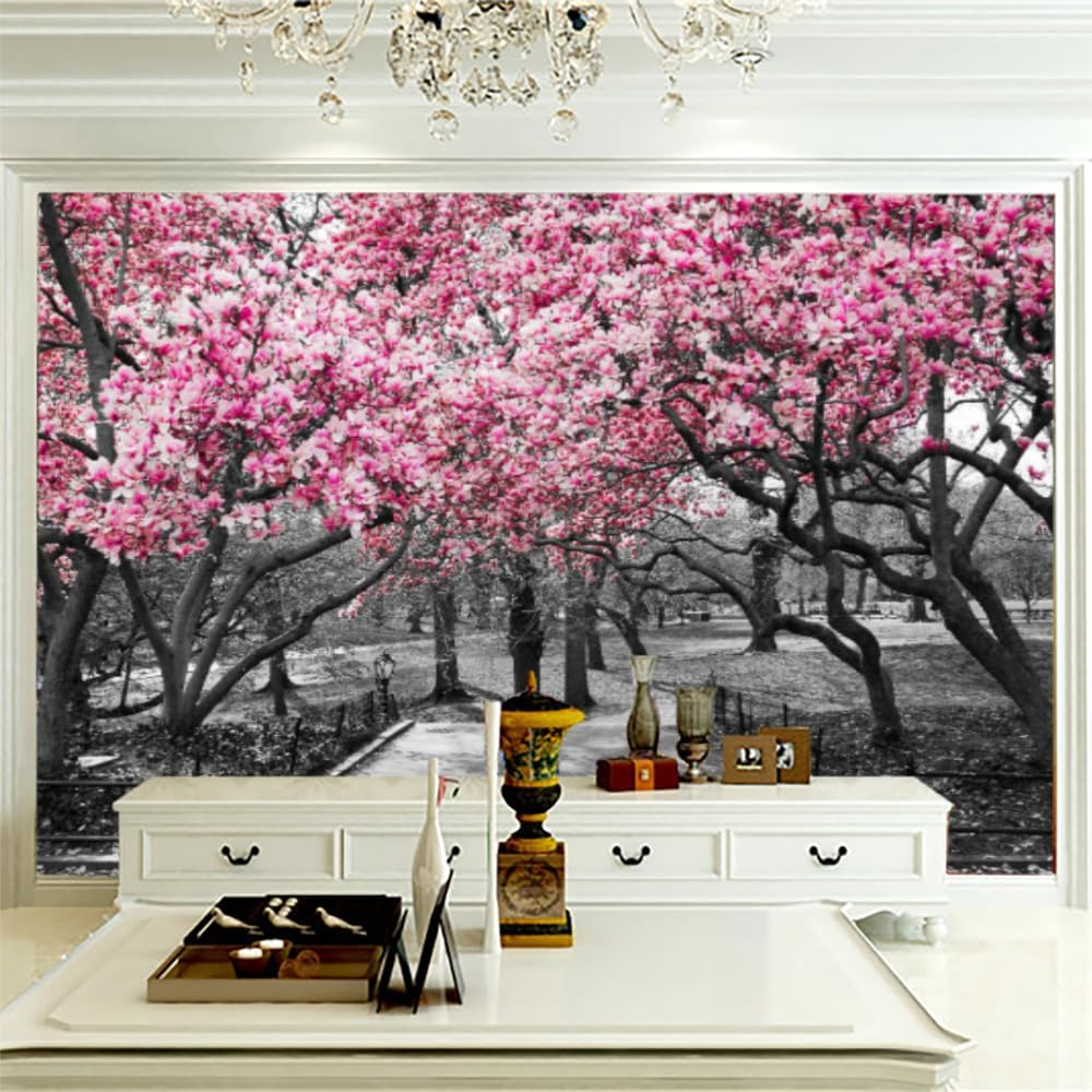 Cherry Tree 3d Wall Mural Park Scenery Wallpaper Wall Decor For Bedroom Living Room Room Decor Large Murals