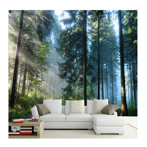 KOMNNI Custom Size 3D Wall Murals Morning Forest Landscape Murals  For Living Bedroom Wall Home Decor Wallpaper