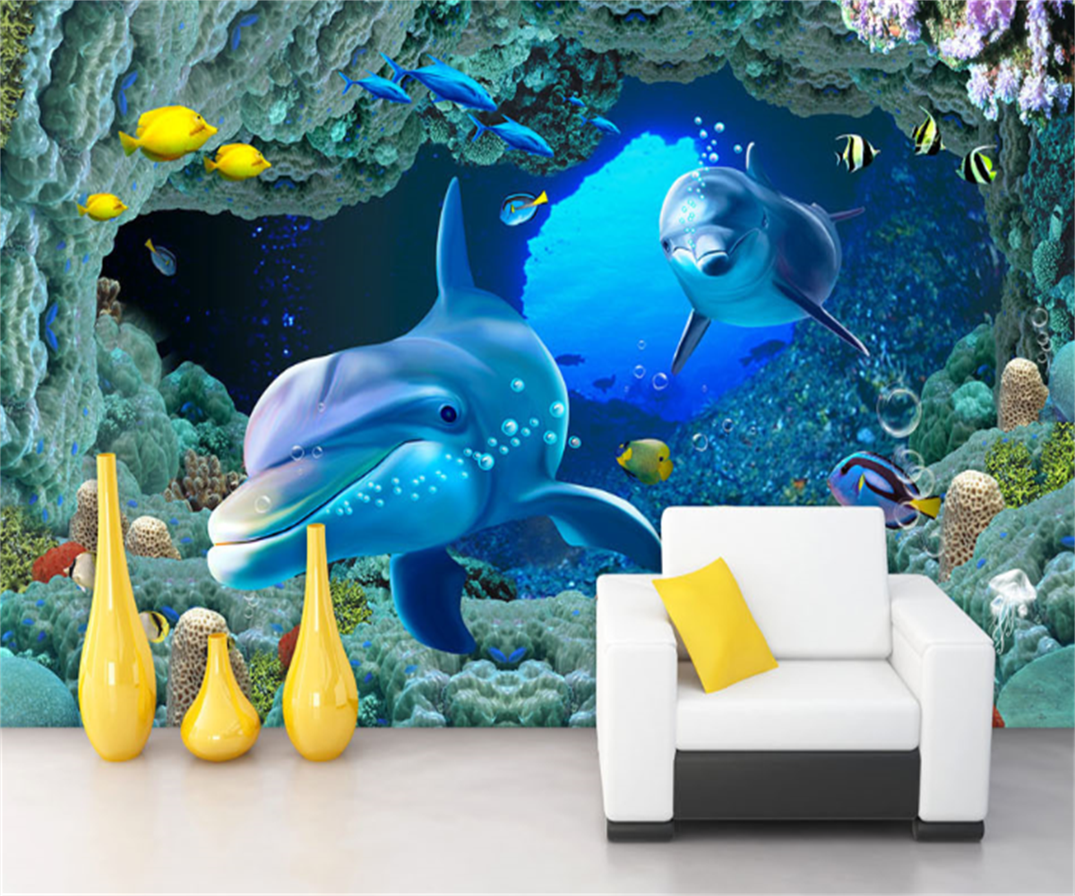 KOMNNI Custom Boys And Girls Bedroom 3d Wallpaper Nordic Fresh Underwater World 3d Wallpaper Children'S Room Wall Mural