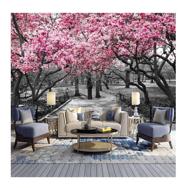 Cherry Tree 3d Wall Mural Park Scenery Wallpaper Wall Decor For Bedroom Living Room Room Decor Large Murals