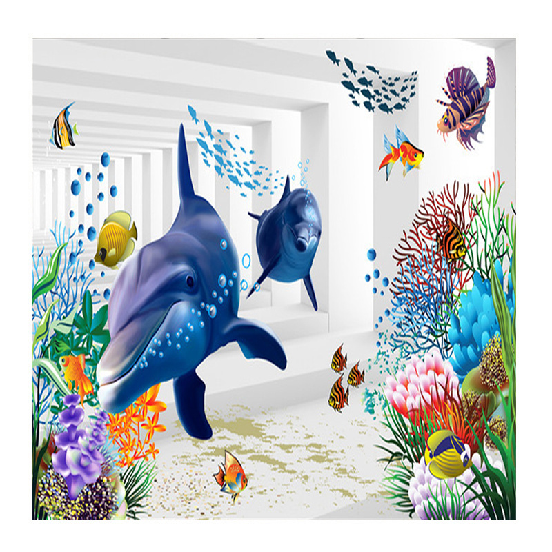 KOMNNI Custom Boys And Girls Bedroom 3d Wallpaper Nordic Fresh Underwater World Fish Wallpaper Children'S Room Wall Mural