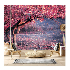 KOMNNI Custom Removable Tree Mural Cherry Blossoms Wallpapers For Living Room Tv Background Wall Mural Design Decor