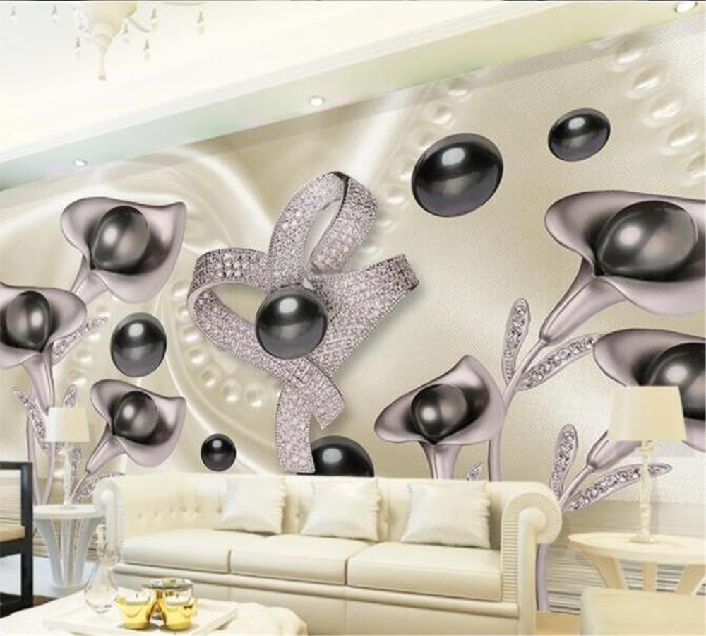 KOMNNI Custom Wallpaper Self-Adhesive Mural 3d Calla Leaf Butterfly Water Reflection Fashion Background Wall Mural Decoration